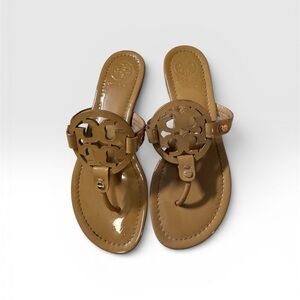 Tory Burch Brown Cutout Patent Sandals